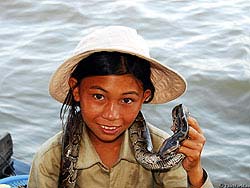Фото № 078. В теплых странах дети с детства живут бок о бок со змеями, что вынуждает их учиться обращаться с этими тварями.